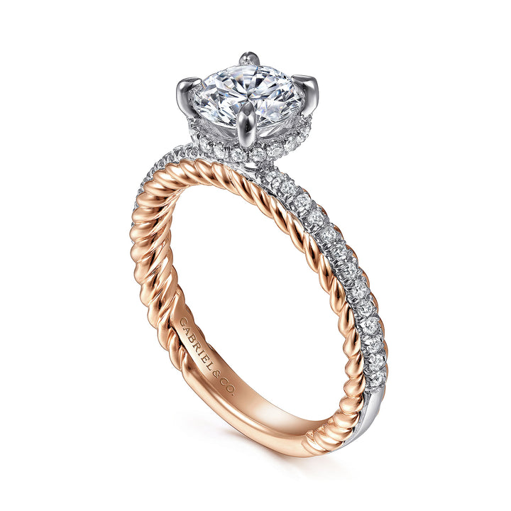 Gabriel & Co. ER15168R4T44JJ 14K White Rose Gold Round Diamond Engagement Ring