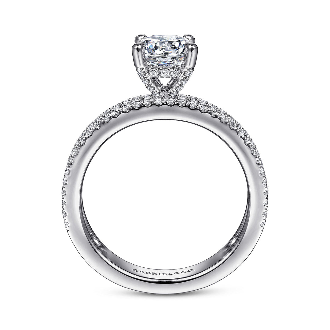 Gabriel & Co. ER15175R4W44JJ 14K White Gold Wide Band Round Diamond Engagement Ring