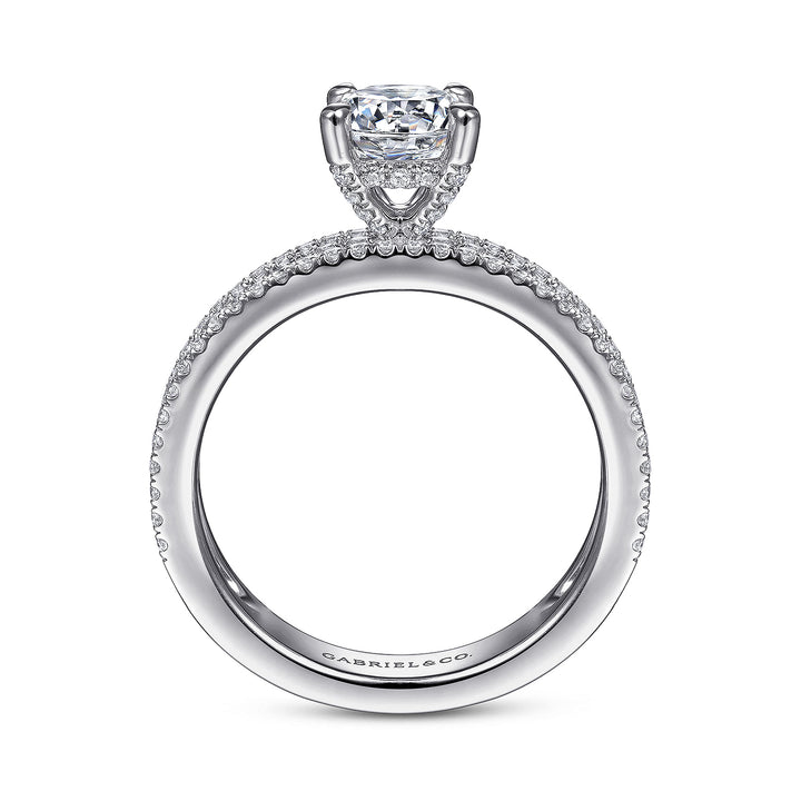 Gabriel & Co. ER15175R4W44JJ 14K White Gold Wide Band Round Diamond Engagement Ring