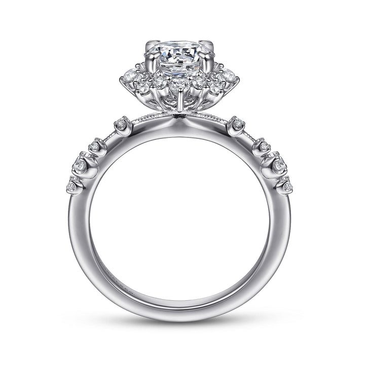 Gabriel & Co. ER15195R4W44JJ 14K White Gold Fancy Halo Round Diamond Engagement Ring