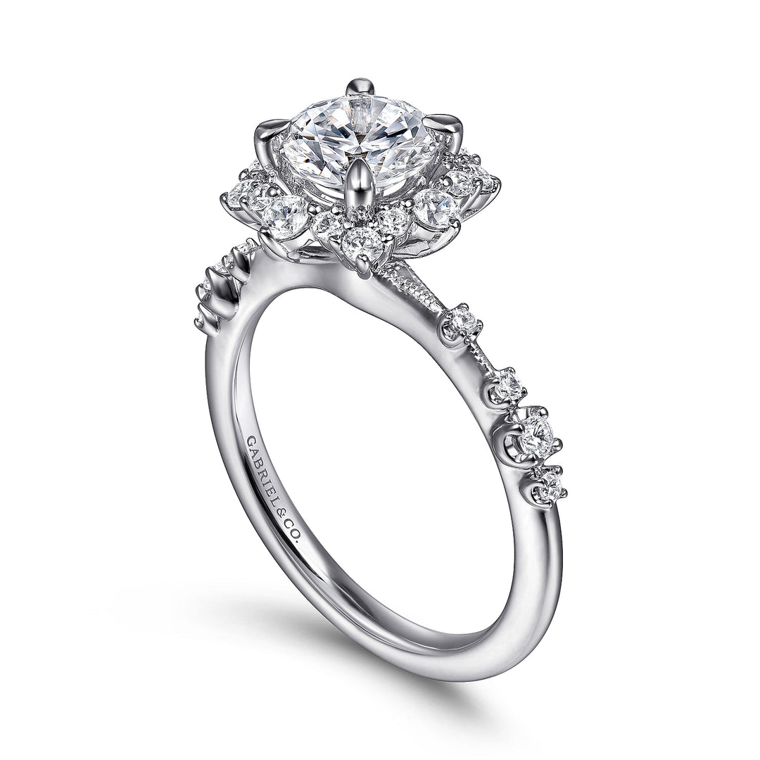 Gabriel & Co. ER15195R4W44JJ 14K White Gold Fancy Halo Round Diamond Engagement Ring