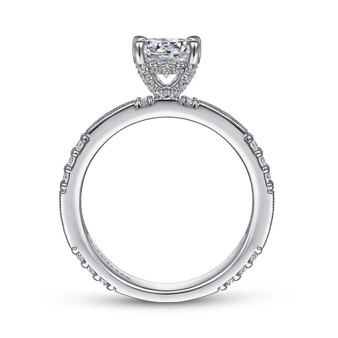Gabriel & Co. ER15204R4W44JJ Art Deco 14K White Gold Round Diamond Engagement Ring