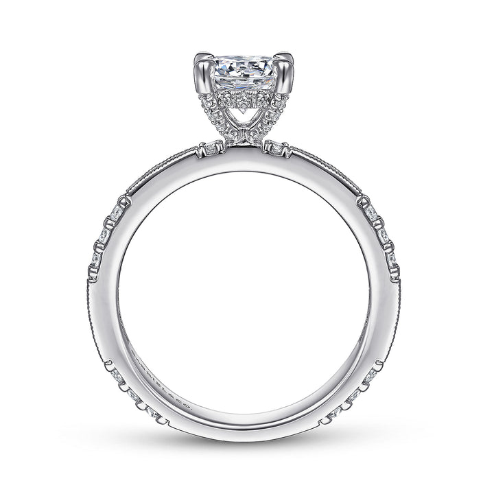 Gabriel & Co. ER15204R4W44JJ Art Deco 14K White Gold Round Diamond Engagement Ring