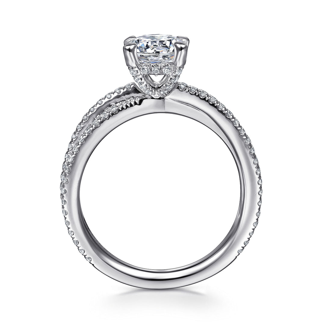 Gabriel & Co. ER15214R4W44JJ 14K White Gold Split Shank Round Diamond Engagement Ring