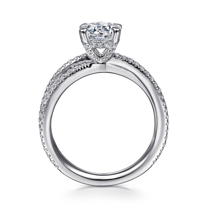 Gabriel & Co. ER15214R4W44JJ 14K White Gold Split Shank Round Diamond Engagement Ring