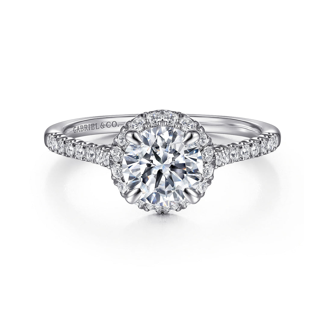 Gabriel & Co. ER15221R4W44JJ 14K White Gold Round Halo Diamond Engagement Ring