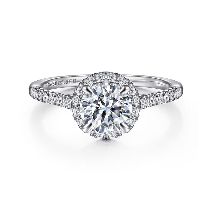 Gabriel & Co. ER15221R4W44JJ 14K White Gold Round Halo Diamond Engagement Ring