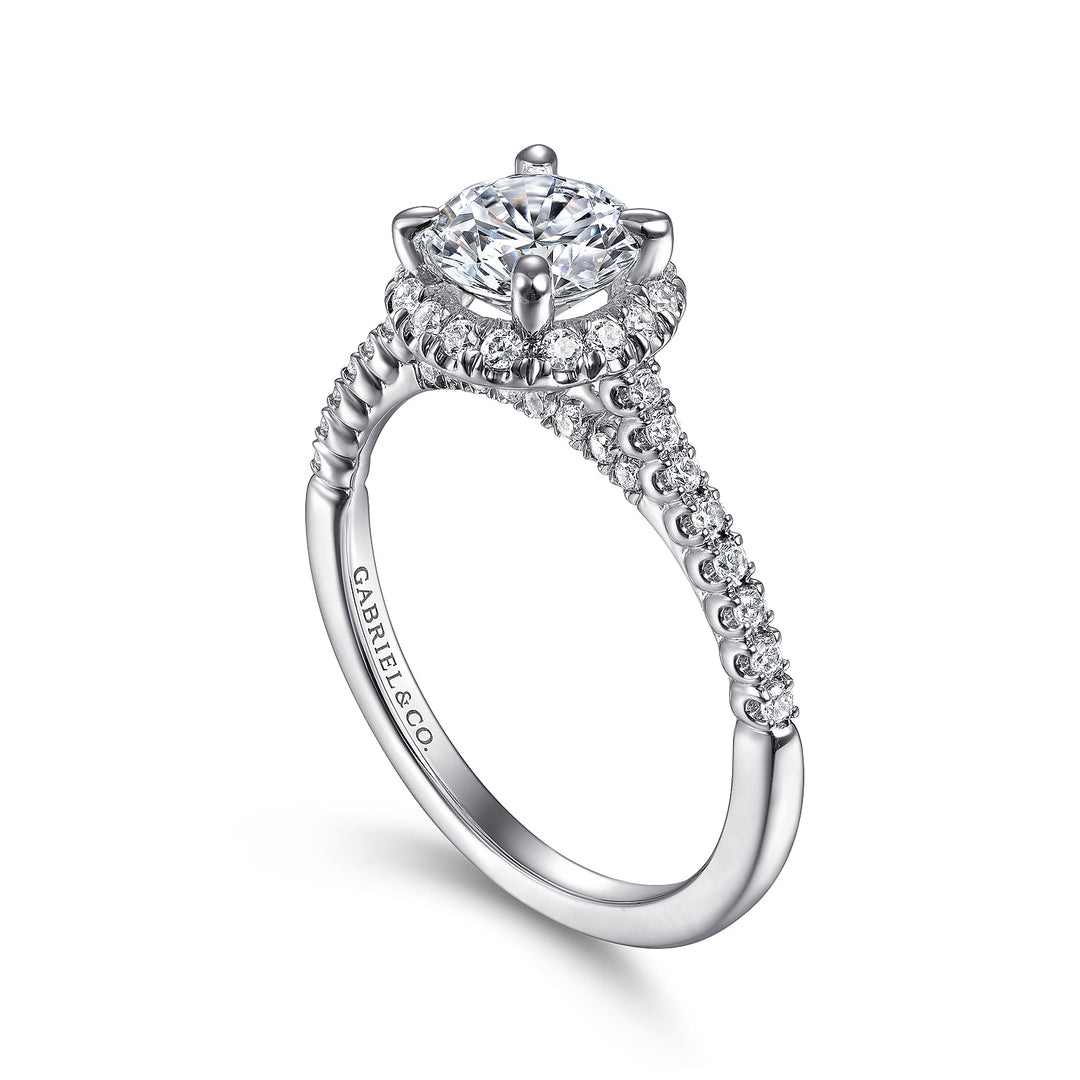 Gabriel & Co. ER15221R4W44JJ 14K White Gold Round Halo Diamond Engagement Ring