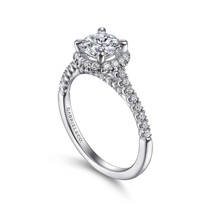 Gabriel & Co. ER15221R4W44JJ 14K White Gold Round Halo Diamond Engagement Ring