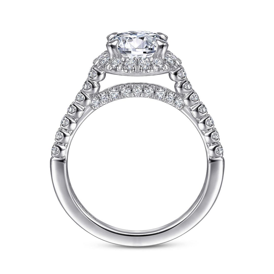 Gabriel & Co. ER15221R6W44JJ 14K White Gold Round Halo Diamond Engagement Ring