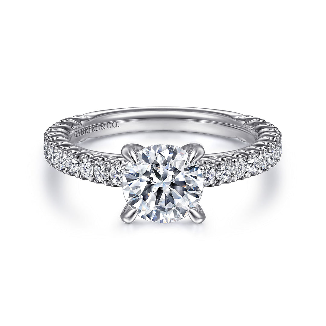 Gabriel & Co. ER15269R4W44JJ 14K White Gold Round Diamond Engagement Ring