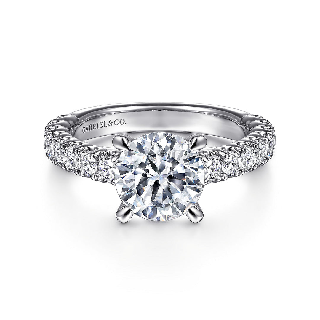 Gabriel & Co. ER15270R8W44JJ 14K White Gold Round Diamond Engagement Ring