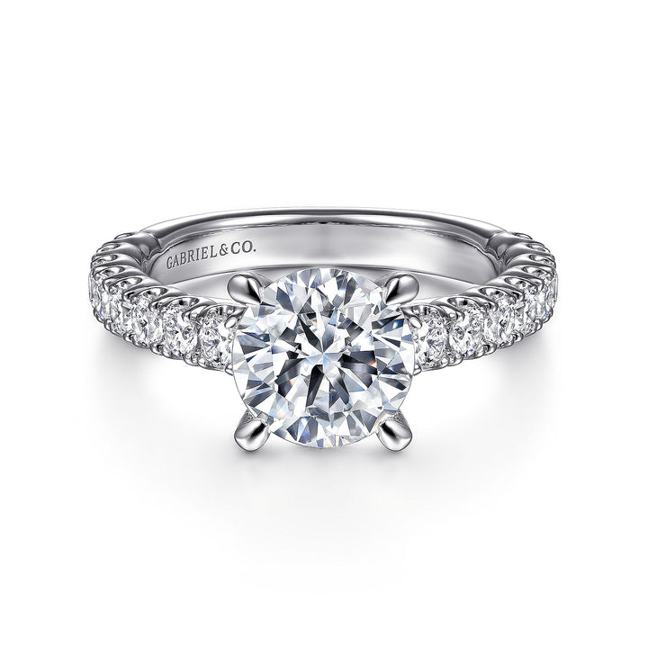 Gabriel & Co. ER15270R8W44JJ 14K White Gold Round Diamond Engagement Ring