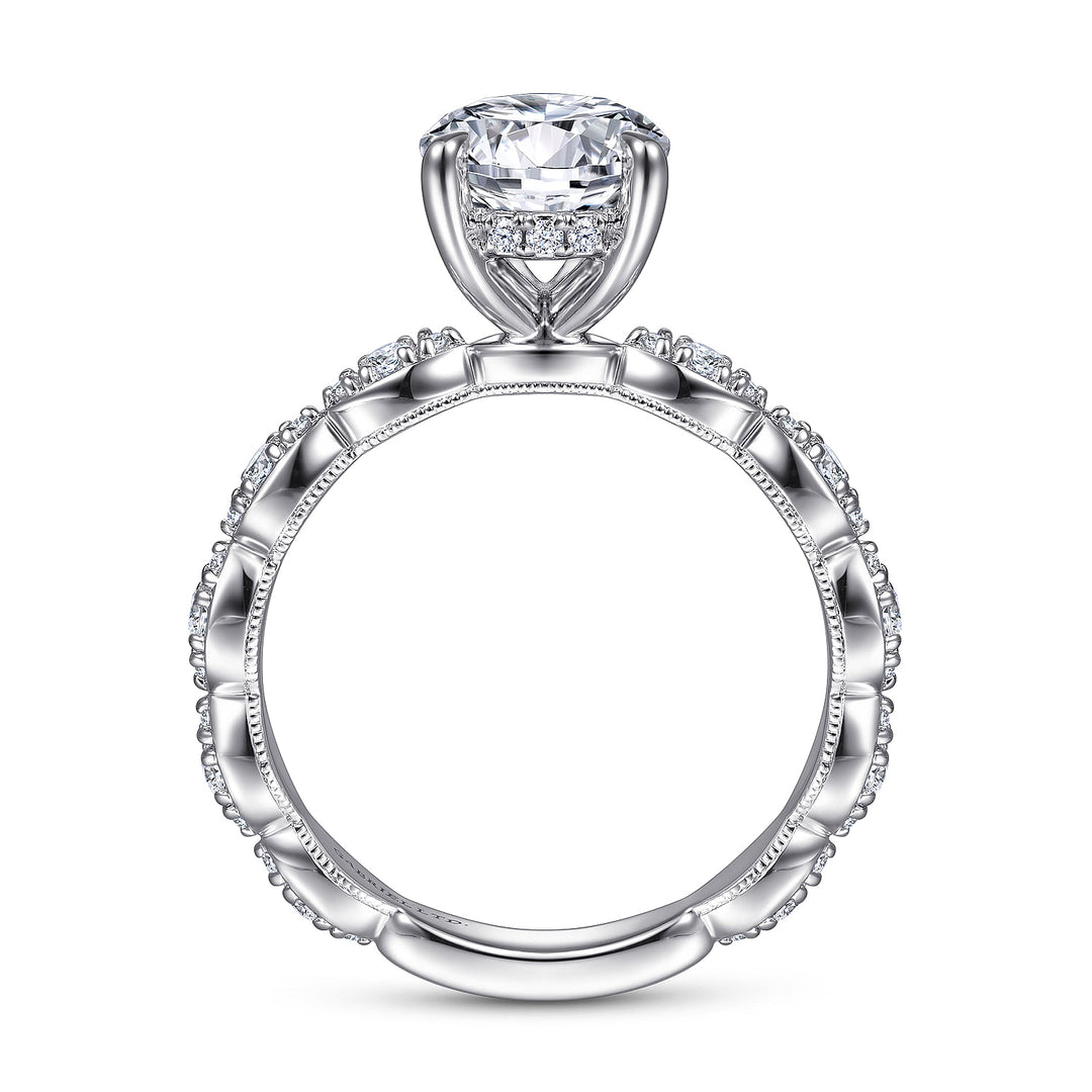 Gabriel & Co. ER15356R6W83JJ Vintage Inspired 18K White Gold Round Diamond Engagement Ring