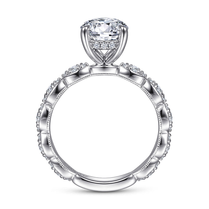 Gabriel & Co. ER15356R6W83JJ Vintage Inspired 18K White Gold Round Diamond Engagement Ring
