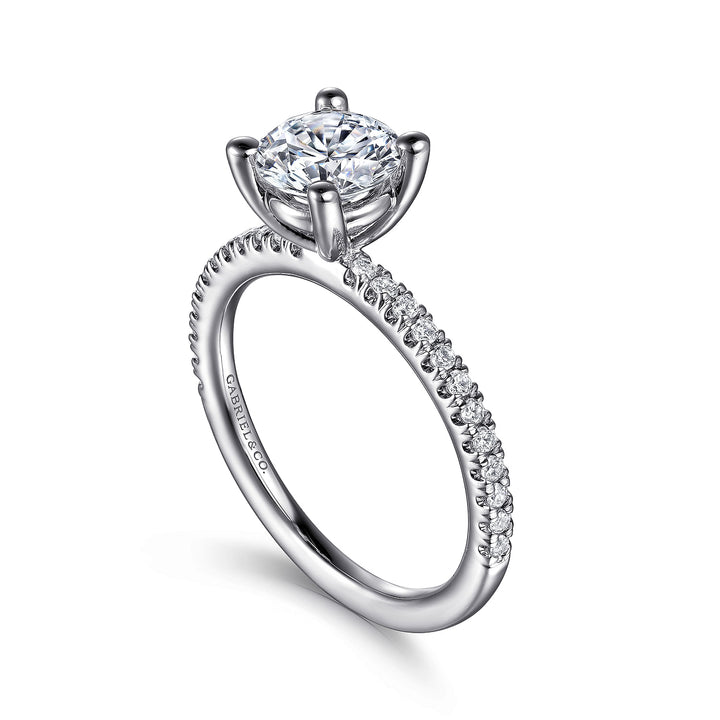 Gabriel & Co. ER15525R4W44JJ 14K White Gold Round Diamond Engagement Ring