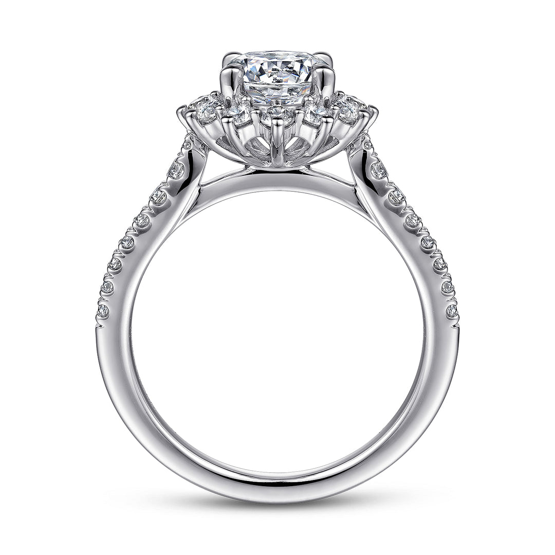 Gabriel & Co. ER15590R4W44JJ 14K White Gold Fancy Halo Round Diamond Engagement Ring