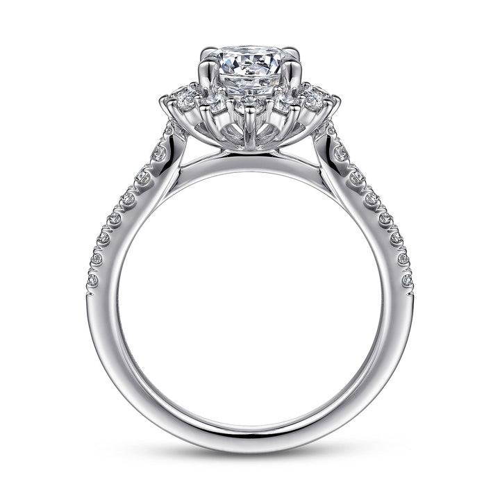 Gabriel & Co. ER15590R4W44JJ 14K White Gold Fancy Halo Round Diamond Engagement Ring