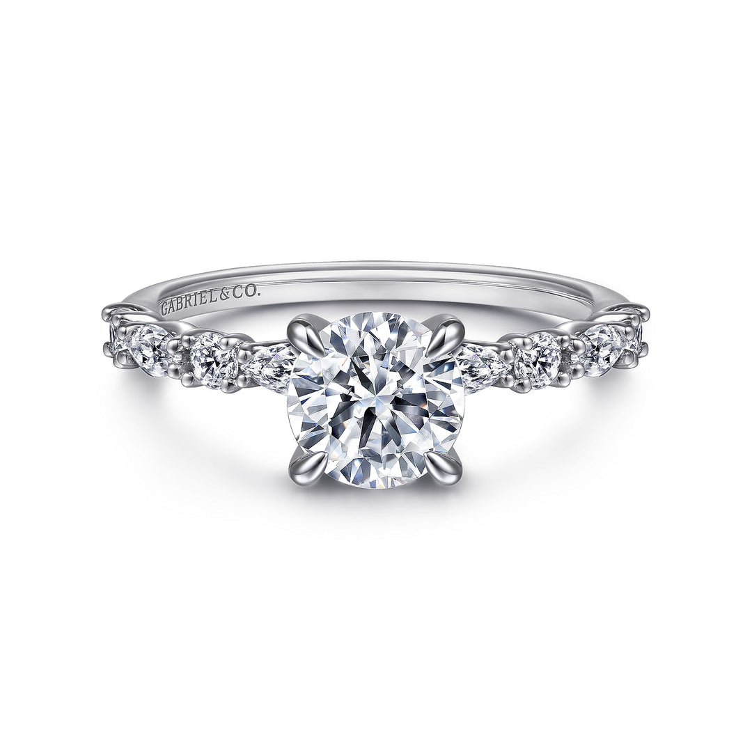 Gabriel & Co. ER15607R4W44JJ 14K White Gold Round Diamond Engagement Ring