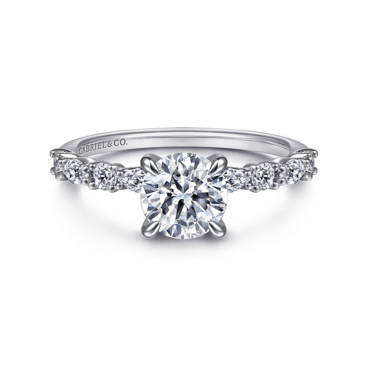 Gabriel & Co. ER15607R4W44JJ 14K White Gold Round Diamond Engagement Ring