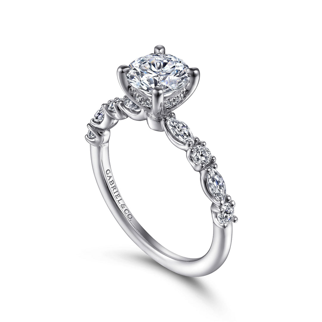 Gabriel & Co. ER15607R4W44JJ 14K White Gold Round Diamond Engagement Ring