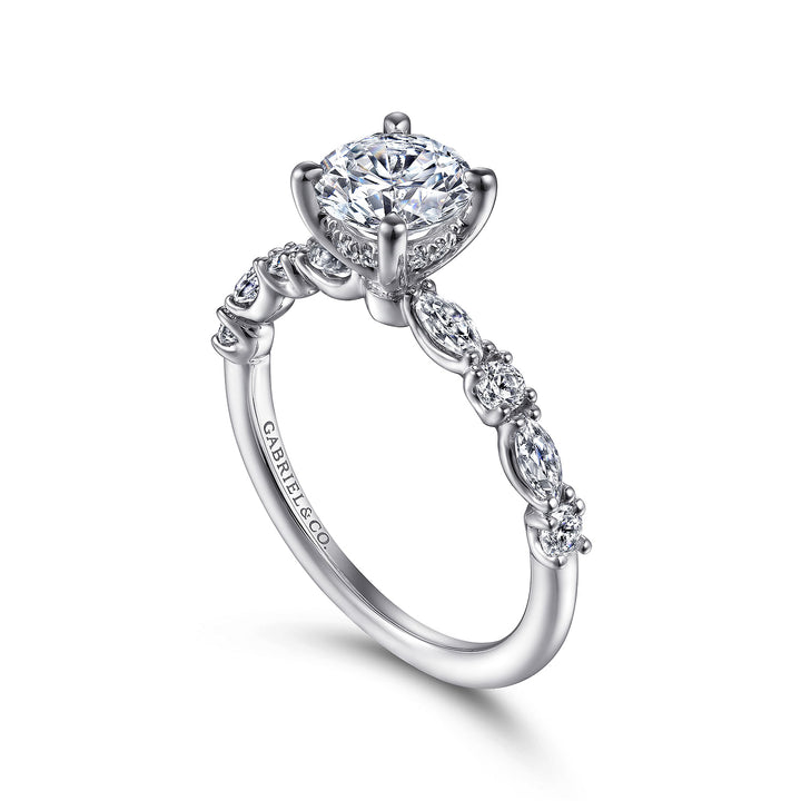 Gabriel & Co. ER15607R4W44JJ 14K White Gold Round Diamond Engagement Ring