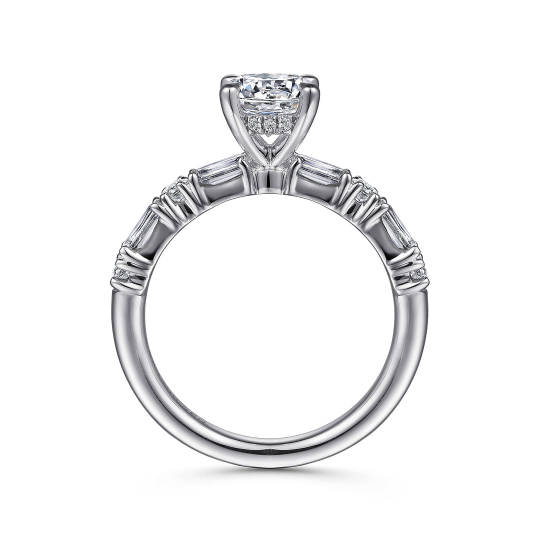 Gabriel & Co. ER15624R4W44JJ 14K White Gold Baguette and Round Diamond Engagement Ring