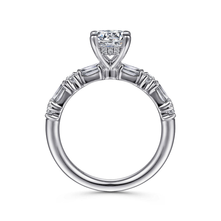 Gabriel & Co. ER15624R4W44JJ 14K White Gold Baguette and Round Diamond Engagement Ring