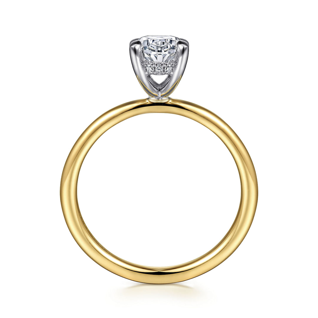 Gabriel & Co. ER15972O4M44JJ 14K White Yellow Gold Hidden Halo Oval Diamond Engagement Ring