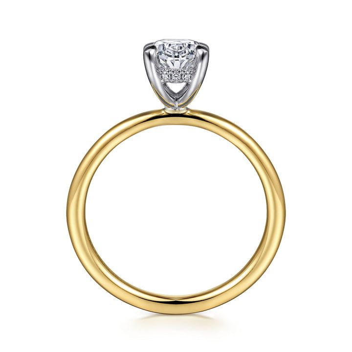 Gabriel & Co. ER15972O4M44JJ 14K White Yellow Gold Hidden Halo Oval Diamond Engagement Ring