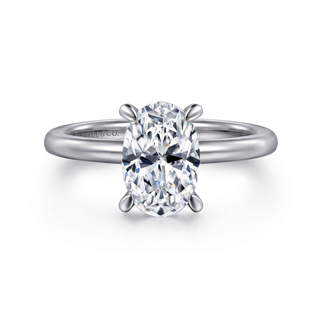 Gabriel & Co. ER15972O6W44JJ 14K White Gold Hidden Halo Oval Diamond Engagement Ring