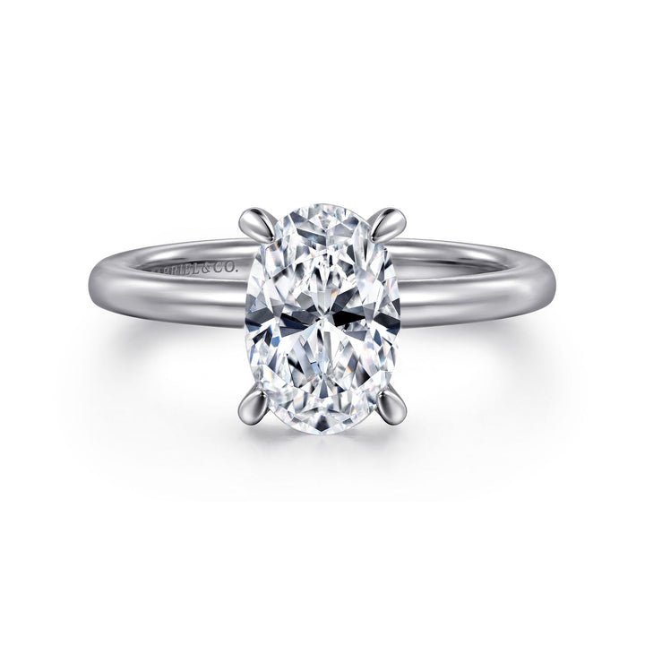 Gabriel & Co. ER15972O6W44JJ 14K White Gold Hidden Halo Oval Diamond Engagement Ring