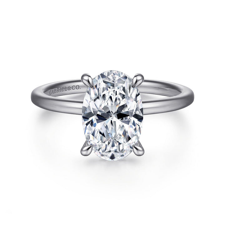 Gabriel & Co. ER15972O8W44JJ 14K White Gold Hidden Halo Oval Diamond Engagement Ring