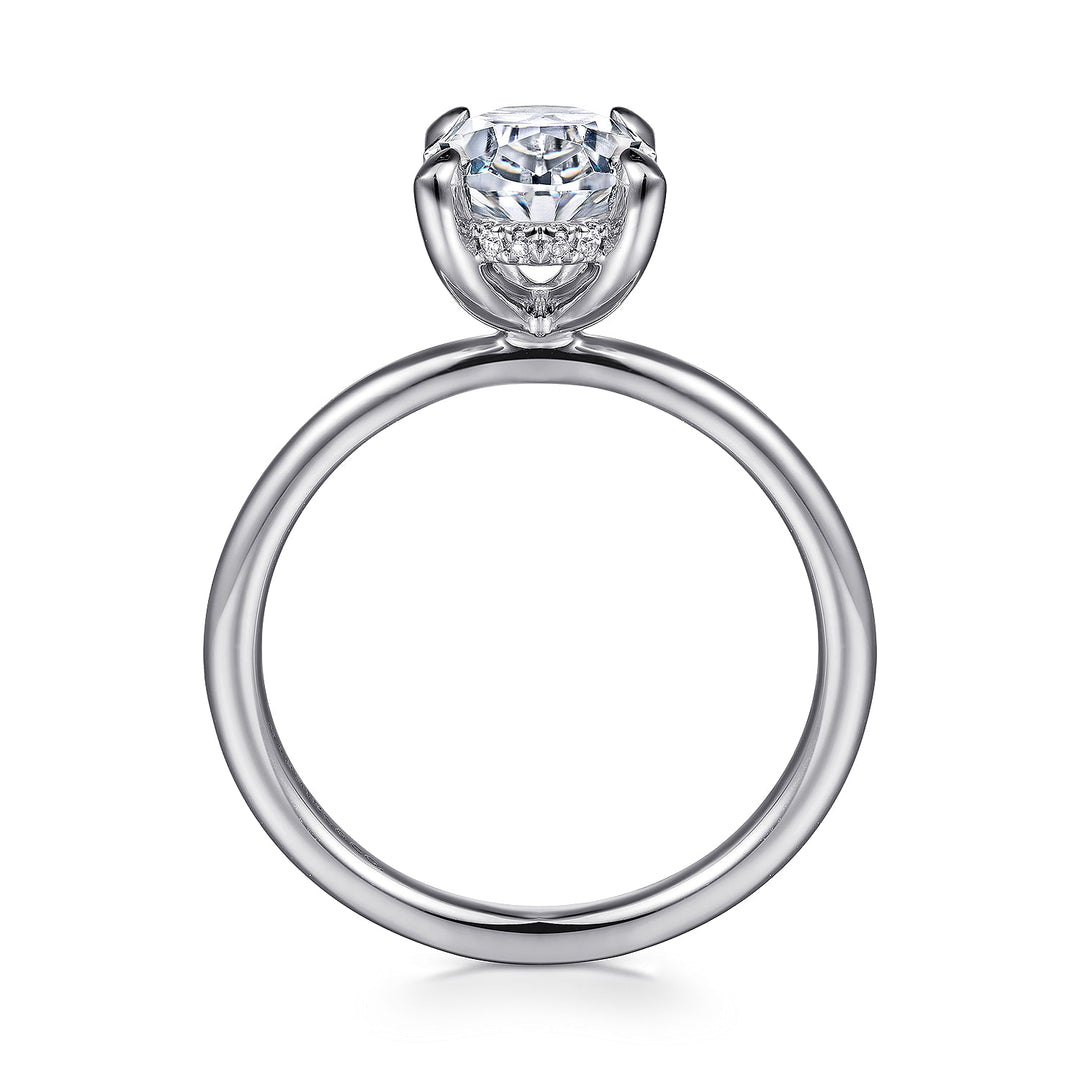 Gabriel & Co. ER15972O8W44JJ 14K White Gold Hidden Halo Oval Diamond Engagement Ring