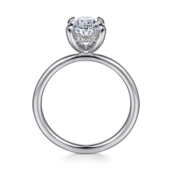 Gabriel & Co. ER15972O8W44JJ 14K White Gold Hidden Halo Oval Diamond Engagement Ring