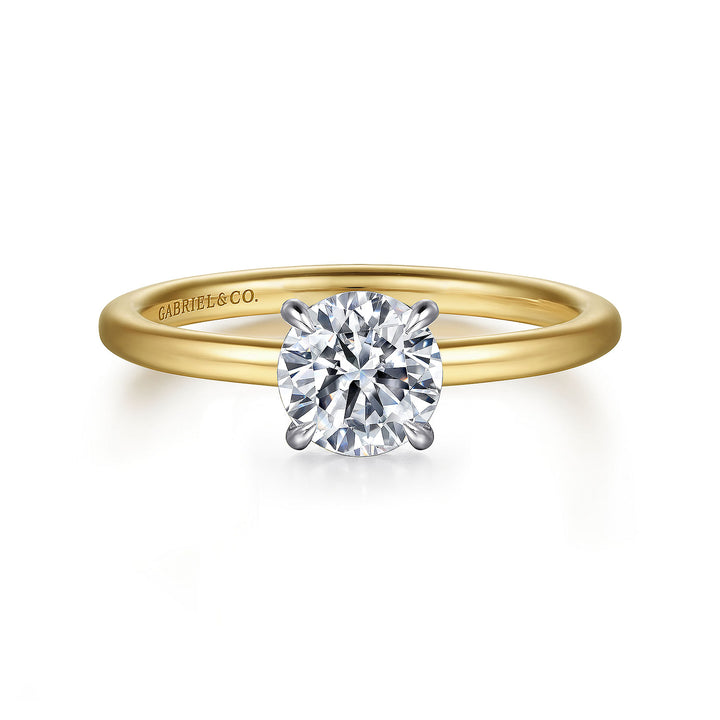 Gabriel & Co. ER15972R4M44JJ 14K White Yellow Gold Hidden Halo Round Diamond Engagement Ring