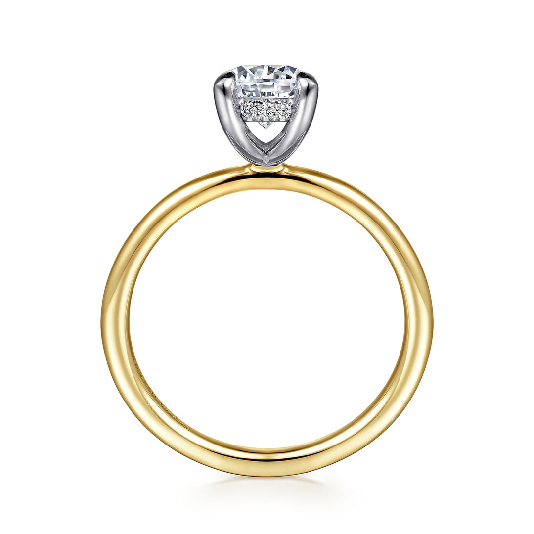 Gabriel & Co. ER15972R4M44JJ 14K White Yellow Gold Hidden Halo Round Diamond Engagement Ring