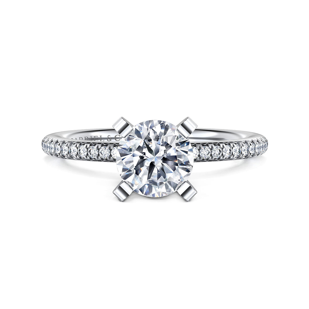 Gabriel & Co. ER16056R4W44JJ 14K White Gold Round Diamond Engagement Ring