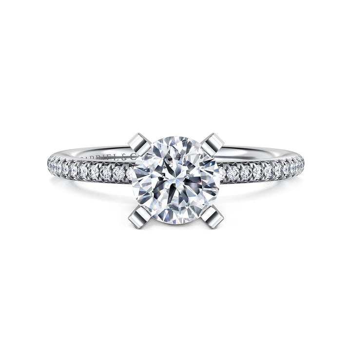 Gabriel & Co. ER16056R4W44JJ 14K White Gold Round Diamond Engagement Ring