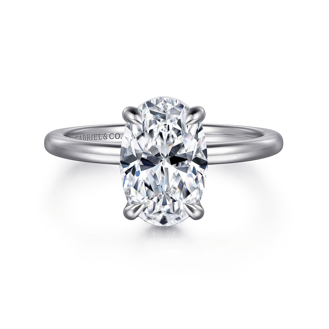 Gabriel & Co. ER16061O8W44JJ 14K White Gold Hidden Halo Oval Diamond Engagement Ring