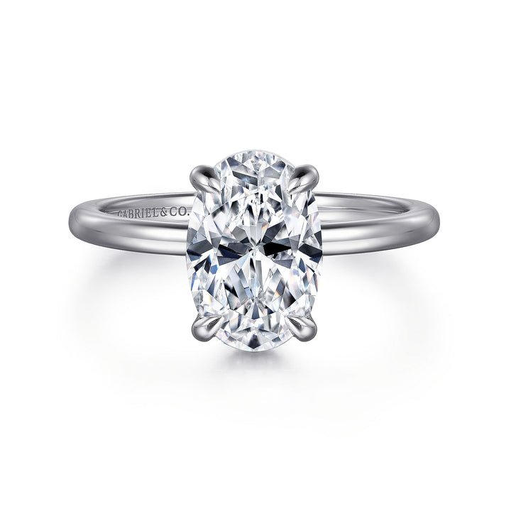 Gabriel & Co. ER16061O8W44JJ 14K White Gold Hidden Halo Oval Diamond Engagement Ring