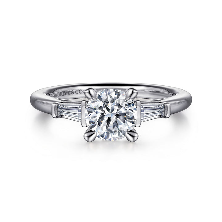 Gabriel & Co. ER16121R4W43JJ 14K White Gold Round Three Stone Diamond Engagement Ring