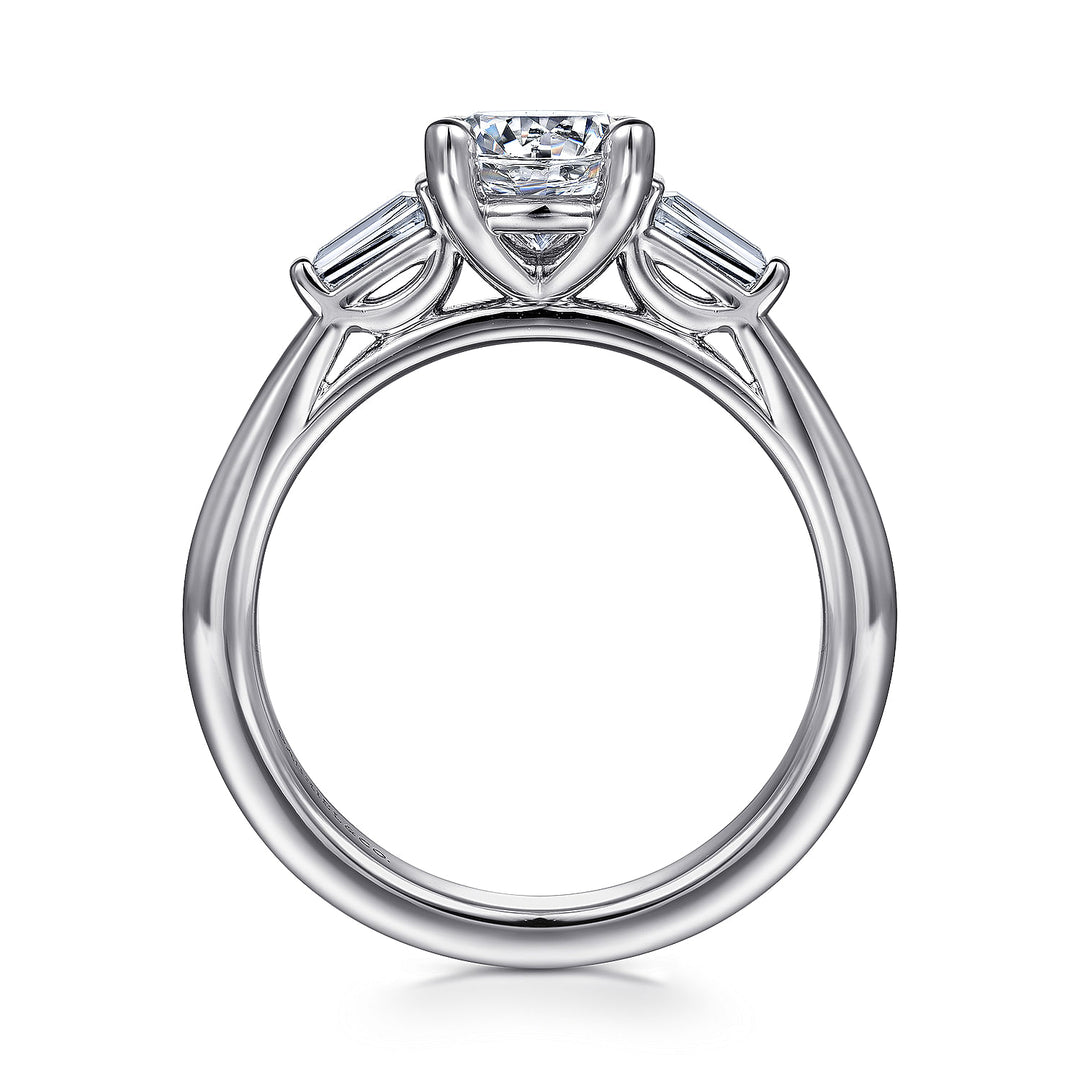 Gabriel & Co. ER16121R4W43JJ 14K White Gold Round Three Stone Diamond Engagement Ring