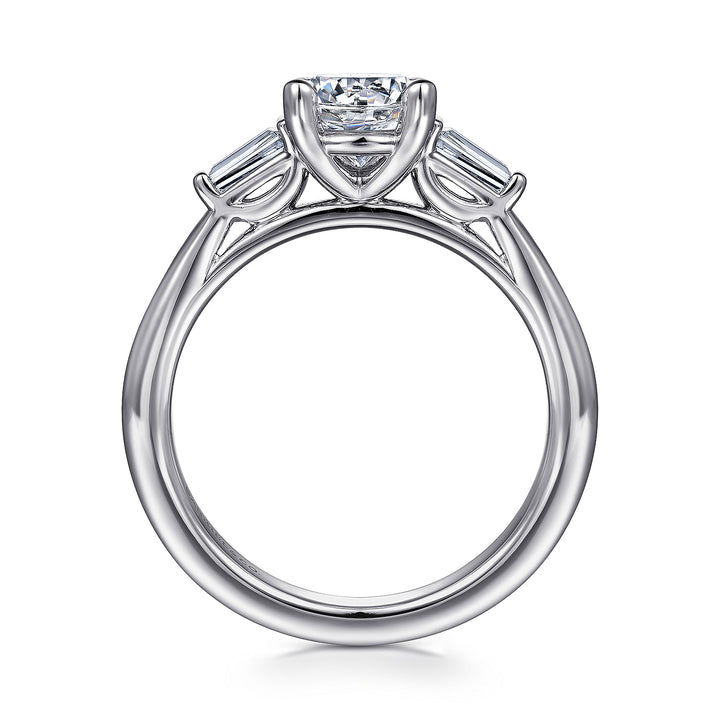 Gabriel & Co. ER16121R4W43JJ 14K White Gold Round Three Stone Diamond Engagement Ring