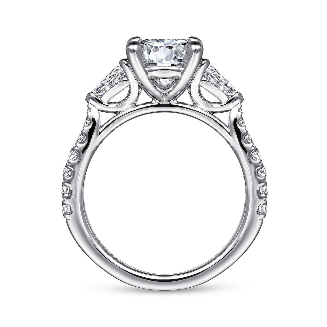 Gabriel & Co. ER16122R6W44JJ 14K White Gold Round Three Stone Diamond Engagement Ring