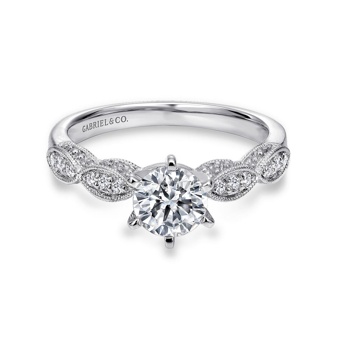Gabriel & Co. ER3848W44JJ 14K White Gold Round Diamond Engagement Ring