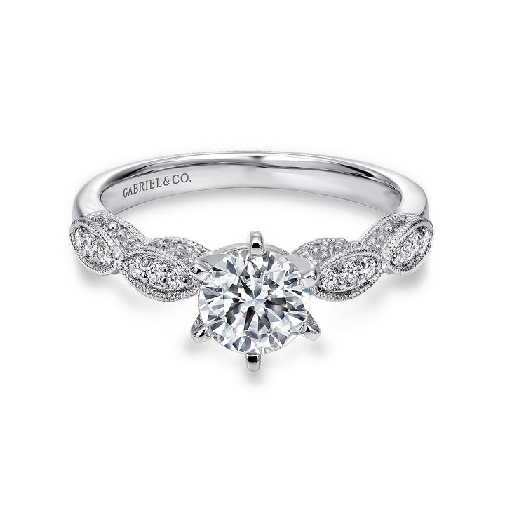 Gabriel & Co. ER3848W44JJ 14K White Gold Round Diamond Engagement Ring