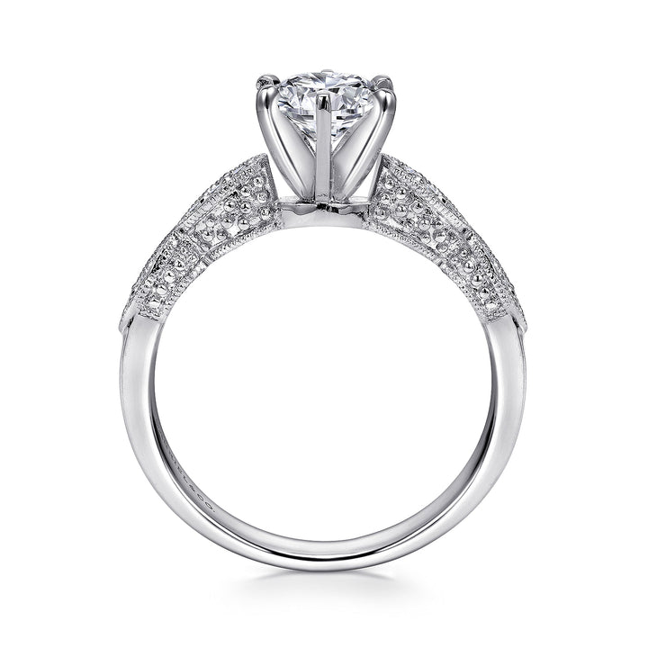 Gabriel & Co. ER3848W44JJ 14K White Gold Round Diamond Engagement Ring