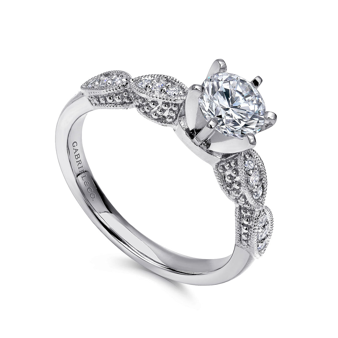 Gabriel & Co. ER3848W44JJ 14K White Gold Round Diamond Engagement Ring
