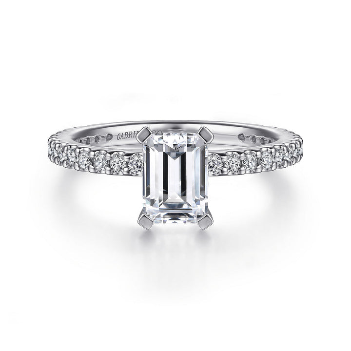 Gabriel & Co. ER4124E4W44JJ 14K White Gold Emerald Cut Diamond Engagement Ring
